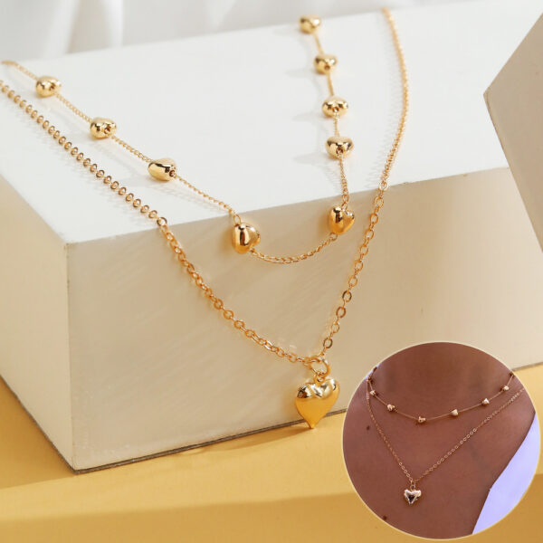Double-layer Heart Pendant Fine Chain