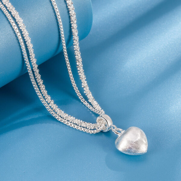 Double Layer Brushed Heart Pendant Necklace For Women High-end Feel Light Luxury Necklace Collarbone Chain  Fashion Jewelry - Image 5