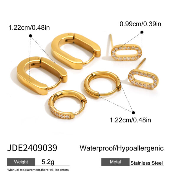 3Pair Rhinestone Cubic Zirconia Bling Stud Earrings Stainless Steel Waterproof Charm Women Basic Jewelry - Image 2