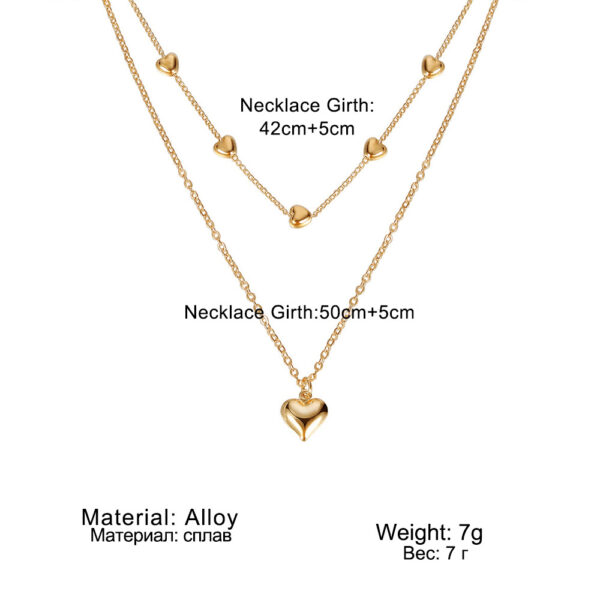 Double-layer Heart Pendant Fine Chain - Image 2