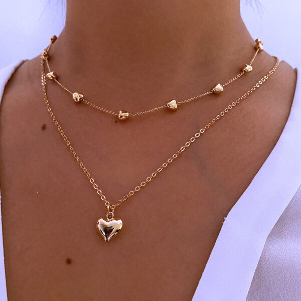 Double-layer Heart Pendant Fine Chain - Image 3