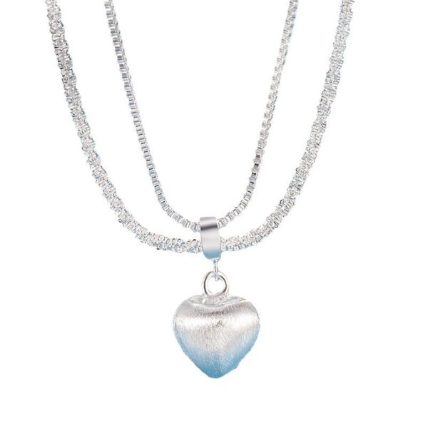 Double Layer Brushed Heart Pendant Necklace For Women High-end Feel Light Luxury Necklace Collarbone Chain  Fashion Jewelry - Image 4