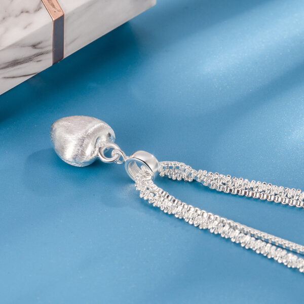 Double Layer Brushed Heart Pendant Necklace For Women High-end Feel Light Luxury Necklace Collarbone Chain  Fashion Jewelry - Image 2