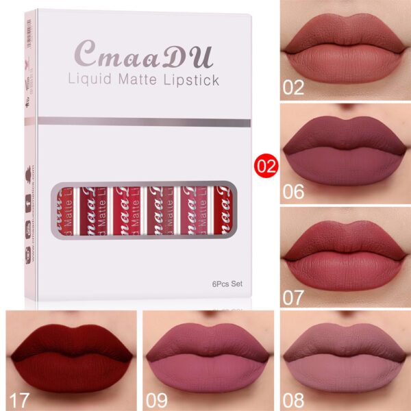6 Boxes Of Matte Non-stick Cup Waterproof Lipstick Long Lasting Lip Gloss - Image 4